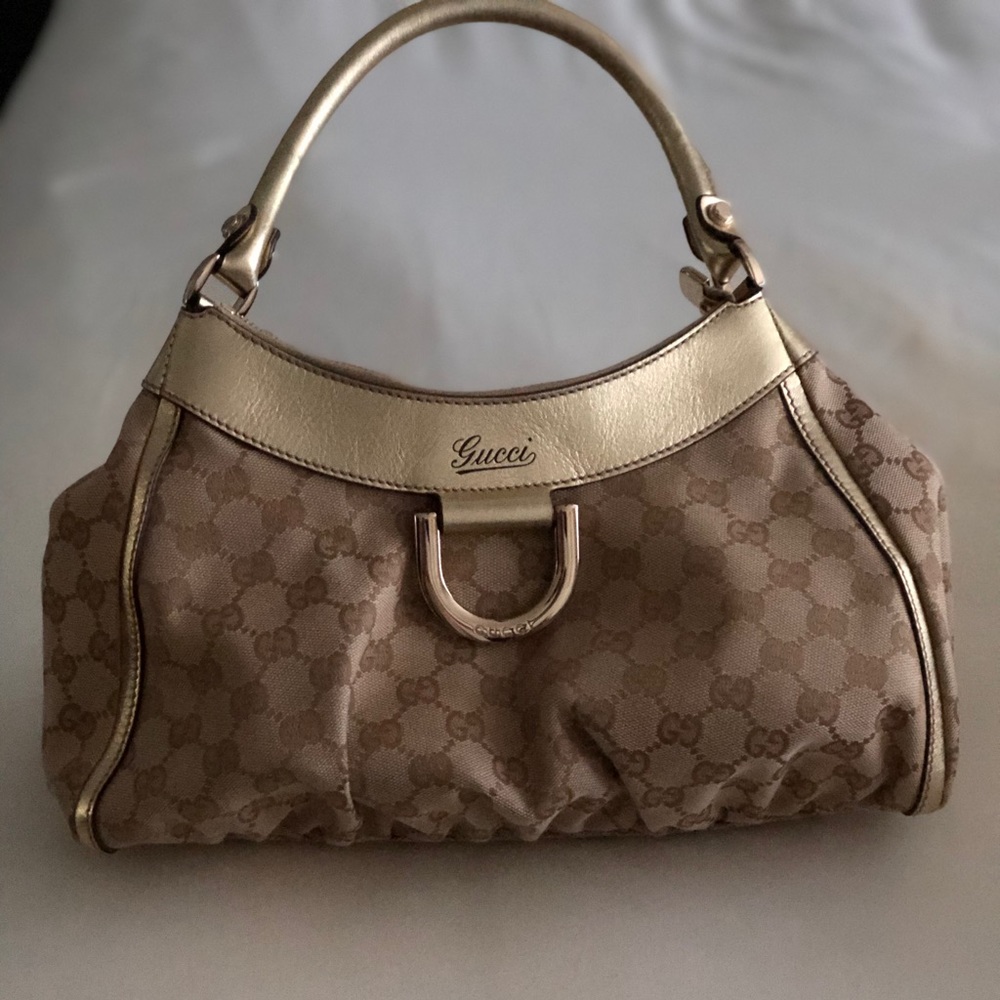 Gucci small canvas D ring hobo
